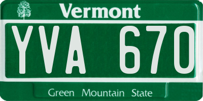 VT license plate YVA670