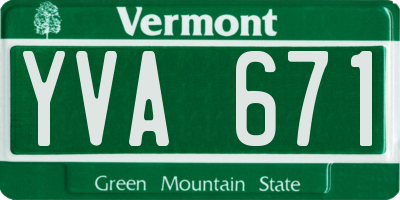 VT license plate YVA671