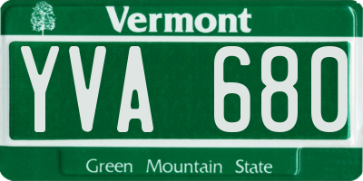 VT license plate YVA680