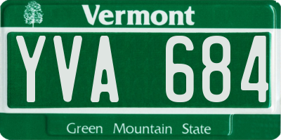VT license plate YVA684