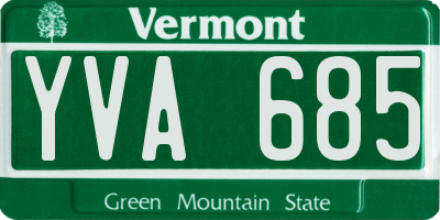 VT license plate YVA685