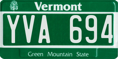 VT license plate YVA694