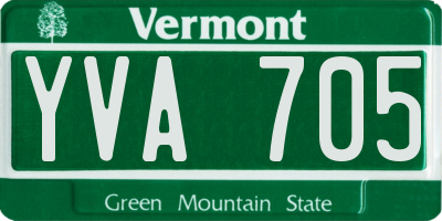 VT license plate YVA705