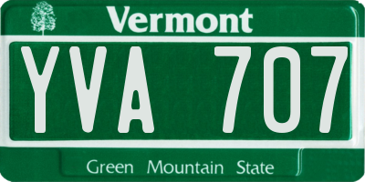 VT license plate YVA707