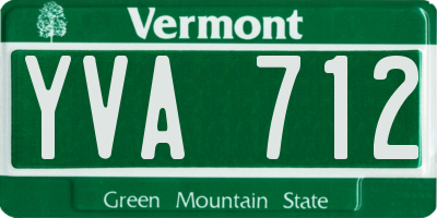 VT license plate YVA712
