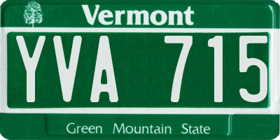 VT license plate YVA715