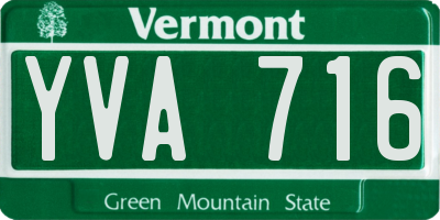 VT license plate YVA716