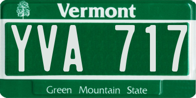 VT license plate YVA717
