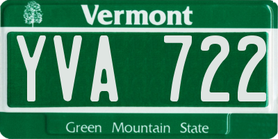 VT license plate YVA722