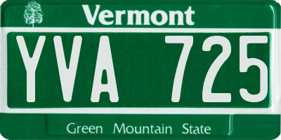 VT license plate YVA725