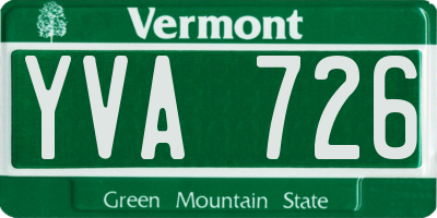 VT license plate YVA726