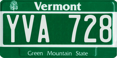 VT license plate YVA728