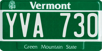 VT license plate YVA730