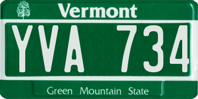 VT license plate YVA734