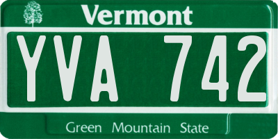 VT license plate YVA742
