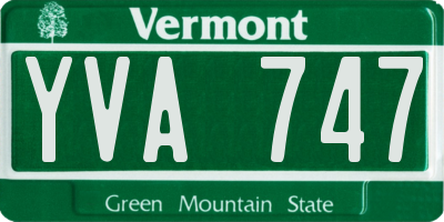 VT license plate YVA747