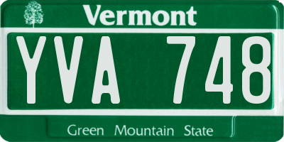 VT license plate YVA748