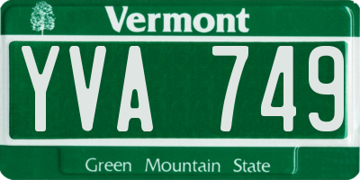 VT license plate YVA749