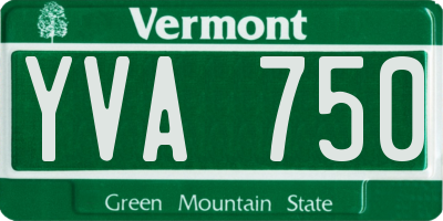 VT license plate YVA750