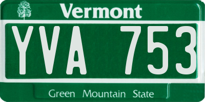 VT license plate YVA753