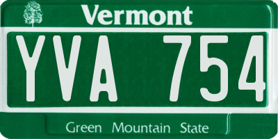 VT license plate YVA754