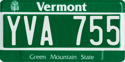 VT license plate YVA755