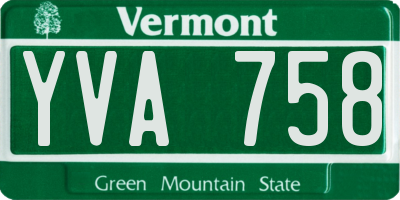 VT license plate YVA758