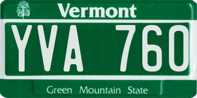 VT license plate YVA760