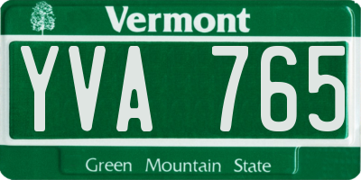 VT license plate YVA765