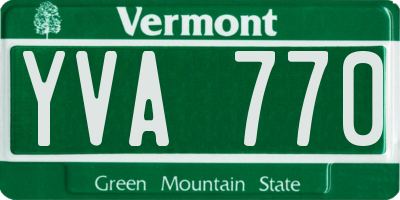 VT license plate YVA770