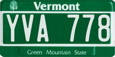 VT license plate YVA778