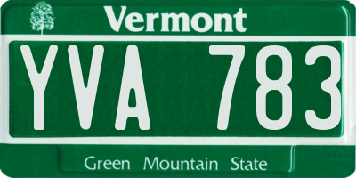 VT license plate YVA783