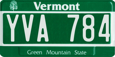 VT license plate YVA784