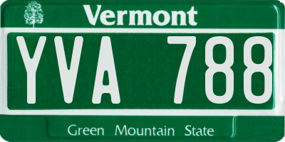 VT license plate YVA788