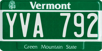 VT license plate YVA792