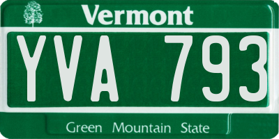 VT license plate YVA793