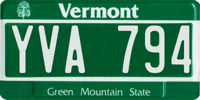 VT license plate YVA794