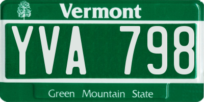 VT license plate YVA798