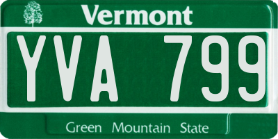 VT license plate YVA799