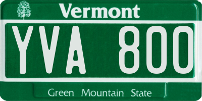 VT license plate YVA800