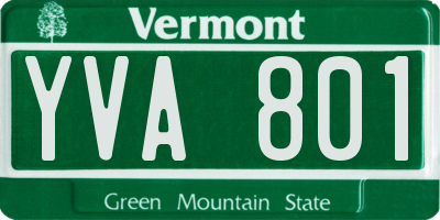 VT license plate YVA801