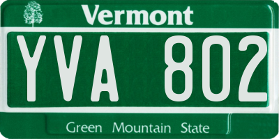 VT license plate YVA802