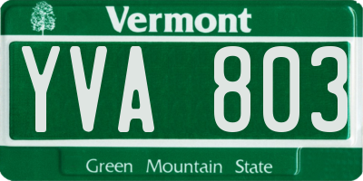VT license plate YVA803