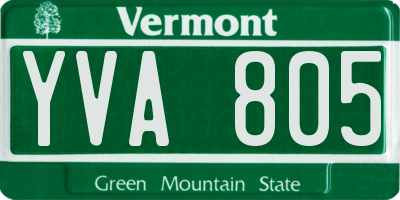 VT license plate YVA805