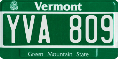 VT license plate YVA809