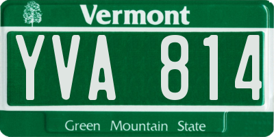 VT license plate YVA814