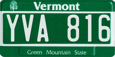 VT license plate YVA816