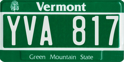 VT license plate YVA817
