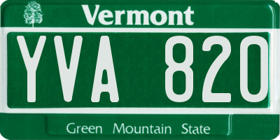 VT license plate YVA820
