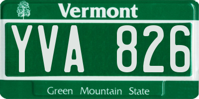 VT license plate YVA826